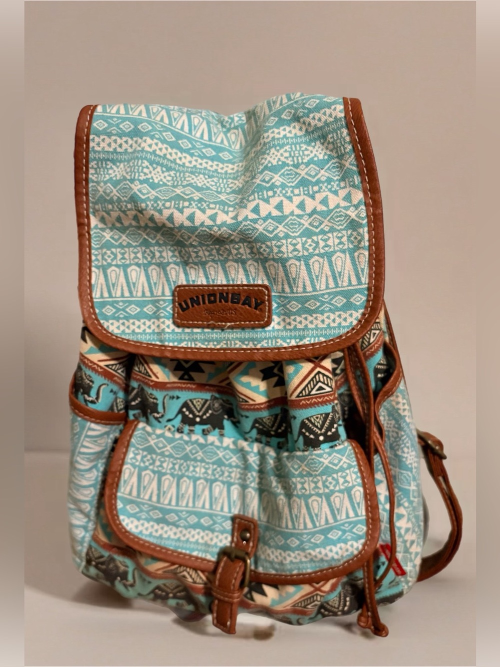 Unionbay Geometric Elephant Tribal Canvas Backpack